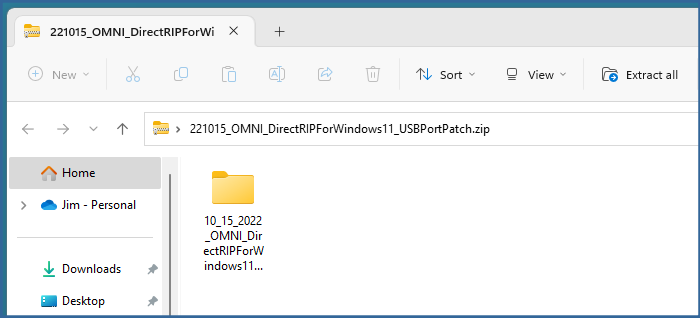 Contents of Windows 11 patch zip file.