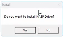 HASP Driver install prompt