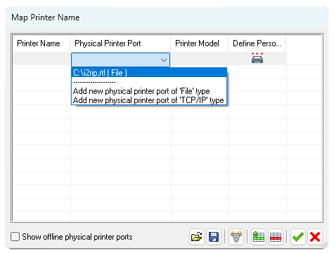 Physical Printer Port - Select C:\i2rip,rtl ( File )